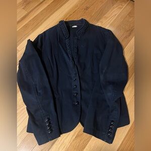 Navy Jcrew Ruffle Color details twill fall jacket size 14